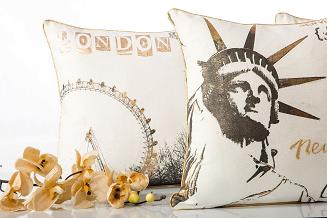 Poszewka dekoracyjna CITY 40x40 Eurofirany kremowy/złoty/grafitowy