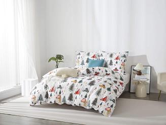 Biała Świąteczna Pościel z Mikrofibry z Nadrukiem 140x200 Xmass Skiing