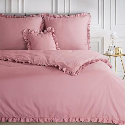 Pościel z mikrowłókna 160x200 Design91 różowa z falbanami