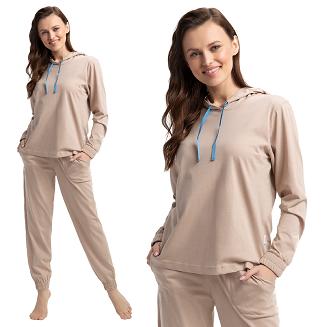 Dres damski letni LUNA kod 313 beżowy z kapturem