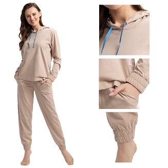 Dres damski letni LUNA kod 313 beżowy z kapturem