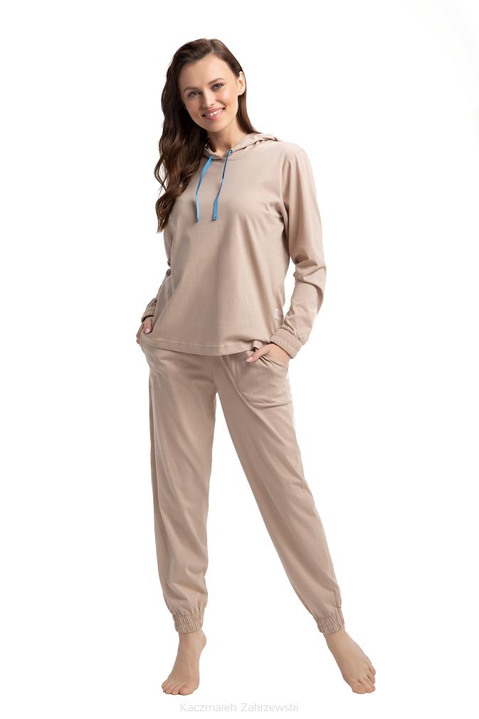Dres damski letni LUNA kod 313 beżowy z kapturem