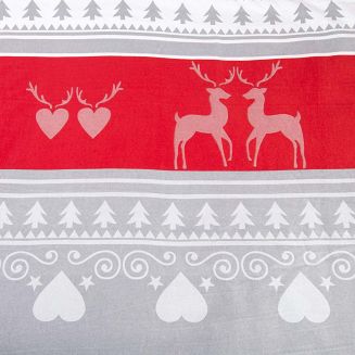 Pościel flanelowa FLANELOVE 180x200 szara w serca i choinki