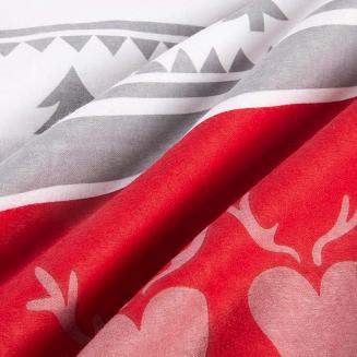 Pościel flanelowa FLANELOVE 180x200 szara w serca i choinki