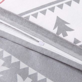 Pościel flanelowa FLANELOVE 180x200 szara w serca i choinki