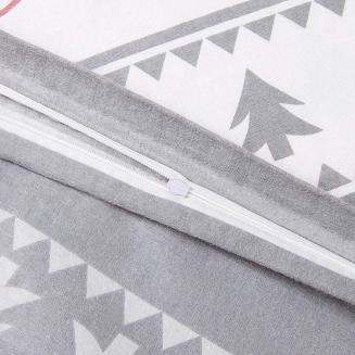 Pościel flanelowa FLANELOVE 180x200 szara w serca i choinki