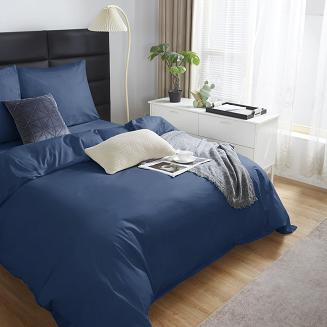 Pościel satyna bawełniana 160x200 SIN jednobarwna granatowa