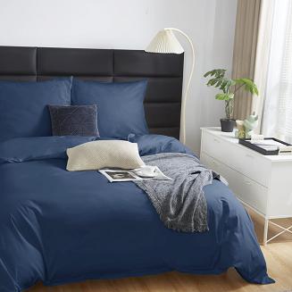 Pościel satyna bawełniana 160x200 SIN jednobarwna granatowa