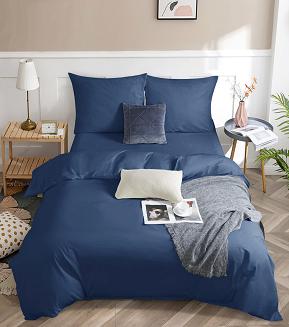 Pościel satyna bawełniana 160x200 SIN jednobarwna granatowa
