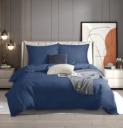 Pościel satyna bawełniana 160x200 SIN jednobarwna granatowa