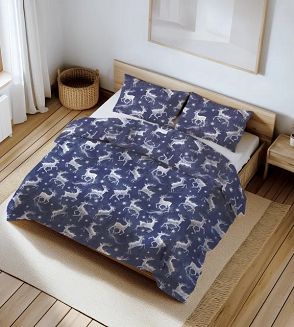 Poszewka bawełniana świąteczna 40x40 granatowa biała zaczarowane renifery