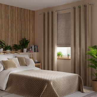 Zasłona gotowa na przelotkach VELVI 140x240 ciemnobeżowa