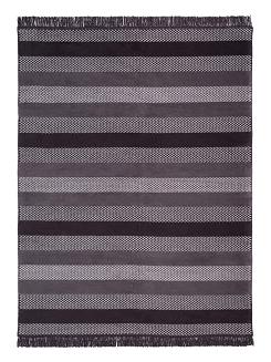 Koc bawełniano-akrylowy 150x200 szary grafitowy w pasy zygzaki