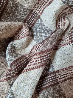 Narzuta dekoracyjna tkana 170x205 taupe terakota beżowa krata