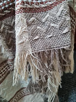 Narzuta dekoracyjna tkana 170x205 taupe terakota beżowa krata