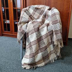 Narzuta dekoracyjna tkana 170x205 taupe terakota beżowa krata