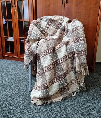 Narzuta dekoracyjna tkana 170x205 taupe terakota beżowa krata