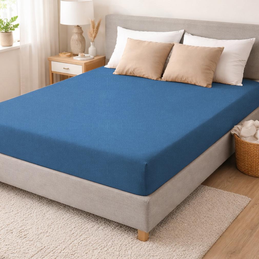 Prześcieradło jersey z gumką 180x200 niebieskie