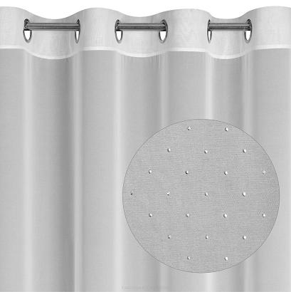 Firana gotowa na przelotkach ARIADNA 140x250 Eurofirany biała zdobiona na dole diamencikami