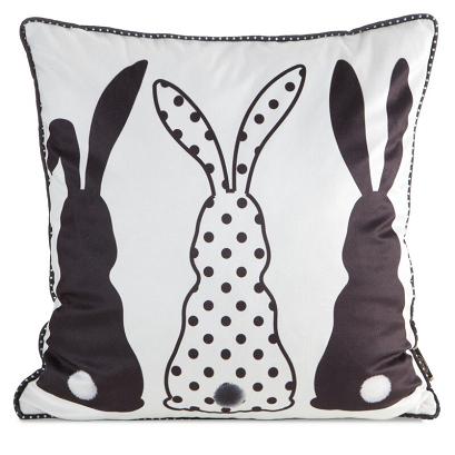 Poszewka dekoracyjna WIOSNA 45x45 Eurofirany czarna biała wielkanocne zające