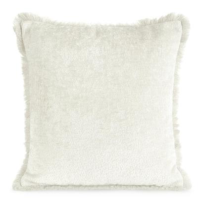 Poszewka dekoracyjna ADIA 45x45 Eurofirany kremowa z subtelnymi frędzlami