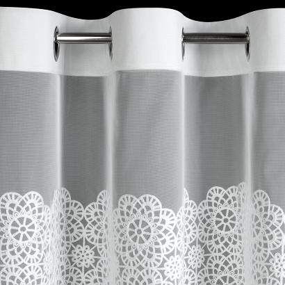 Firana gotowa na przelotkach AFRODYTA 140x250 Eurofirany biała pas koronki haft na górze