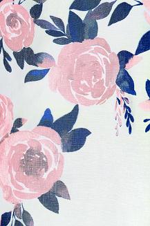 Zasłona gotowa na przelotkach MANSION 40x250 biała różowa granatowa róże