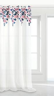 Zasłona gotowa na przelotkach MANSION 40x250 biała różowa granatowa róże