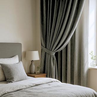 Zasłona gotowa na taśmie VELVET SOFT 140x270 welurowa szara