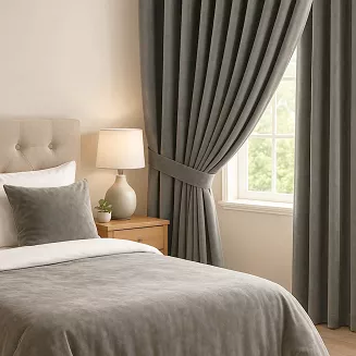 Zasłona gotowa na taśmie VELVET SOFT 140x270 welurowa szara