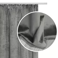 Zasłona gotowa na taśmie VELVET SOFT 140x270 welurowa szara