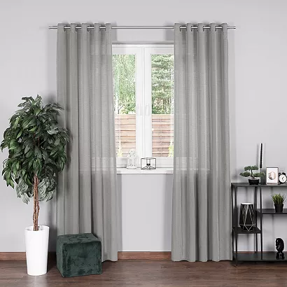 Zasłona gotowa na przelotkach BASIC 145x300 półprzezroczysta szara