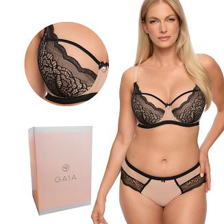 Biustonosz z koronką Semi-Soft Nathalie 1286 półusztywniany czarny beżowy