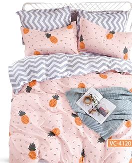 Pościel dla dzieci 160x200 różowa biała szara ananasy zygzak