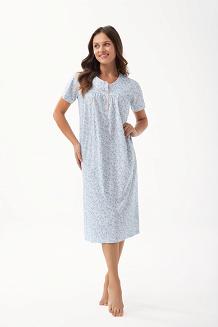 Koszula damska LUNA kod 82 niebieska łososiowa łączka