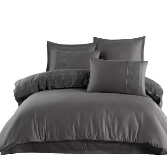 Pościel satyna bawełniana z gipiurą  220x200 Valinor szara