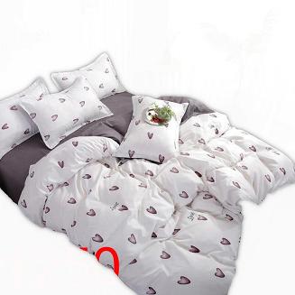 Komplet pościeli dwustronnej 160x200 fioletowe serduszka na bieli