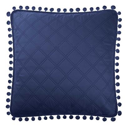 Poszewka dekoracyjna POMPOO 45x45 granatowa z pomponami