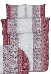 Pościel z kory 160x200 bordowa biała szara paisley ornamenty