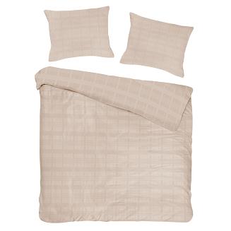 Pościel satyna bawełniana MARSELA EXCLUSIVE 180x200 beżowa w kratkę