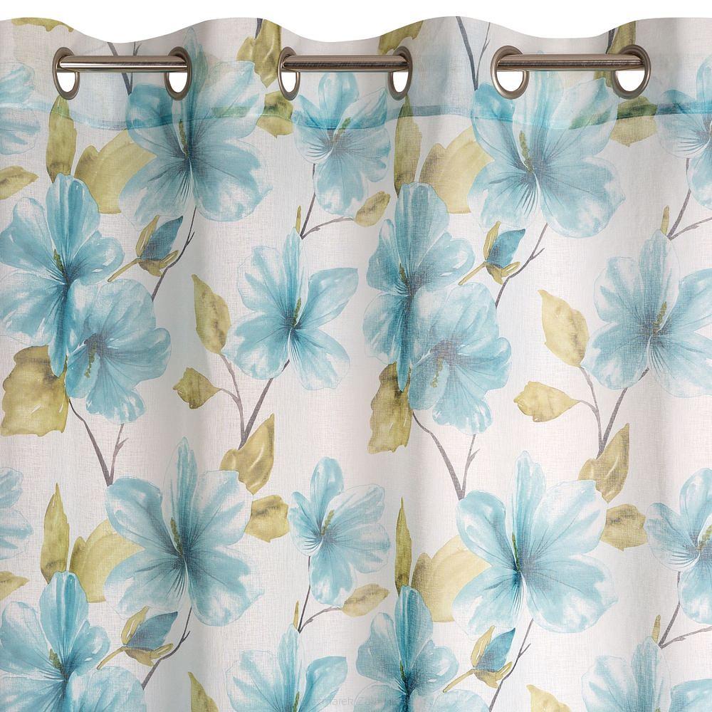 Firana gotowa na przelotkach SOFIA 140x250 Eurofirany biały/niebieski