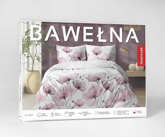 Pościel bawełniana 220x200 Detexpol biała w różowe maki