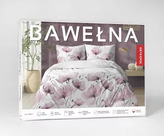 Pościel bawełniana 220x200 Detexpol biała w różowe maki