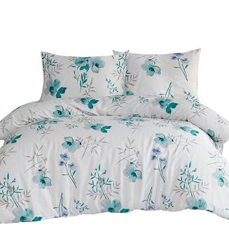 Pościel flanelowa FLANELOVE 220x200 biała w miętowe kwiatki