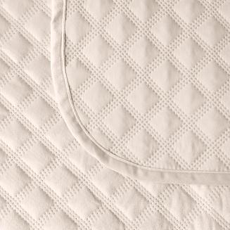 Narzuta dekoracyjna VELVI 70x160 pikowana w geometryczny wzór kremowa
