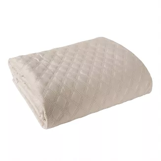 Narzuta dekoracyjna VELVI 70x160 pikowana w geometryczny wzór kremowa