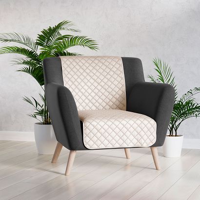 Narzuta dekoracyjna VELVI 70x160 pikowana w geometryczny wzór kremowa