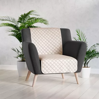 Narzuta dekoracyjna VELVI 70x160 pikowana w geometryczny wzór kremowa