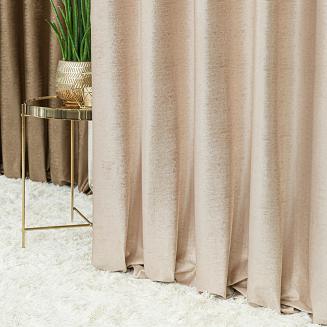 Zasłona gotowa na przelotkach ELEONORA 140x250 jasnobeżowa ze złotym nadrukiem