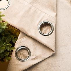 Zasłona gotowa na przelotkach ELEONORA 140x250 jasnobeżowa ze złotym nadrukiem